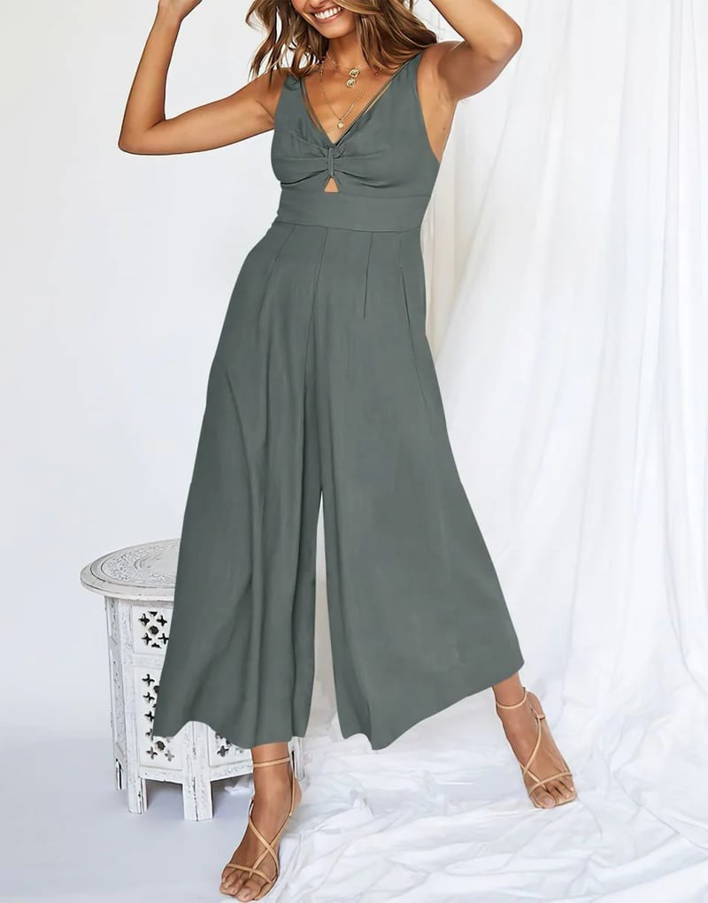 Brigitte - Mouwloze dames jumpsuit met wijd uitlopende pijpen