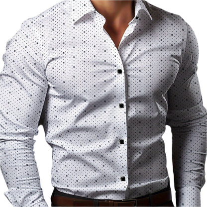 Ulrich - Heren slim fit overhemd met lange mouwen en microdessin