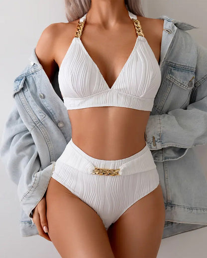 Lisanne - Hoog uitgesneden damesbikini met kettingdetail
