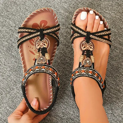 Frosina - Dames sandalen met sierlijke details en elastische instap