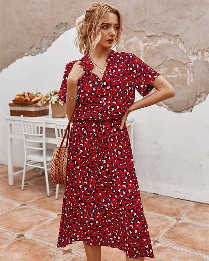 Nadezhda - V-hals zomerjurk met knoopsluiting voor dames