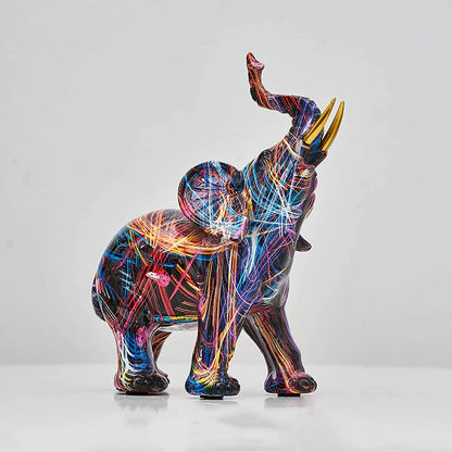 Elefantique - Abstract Beeldje | Unieke Decoratie | Gekleurde Olifant Sculptuur