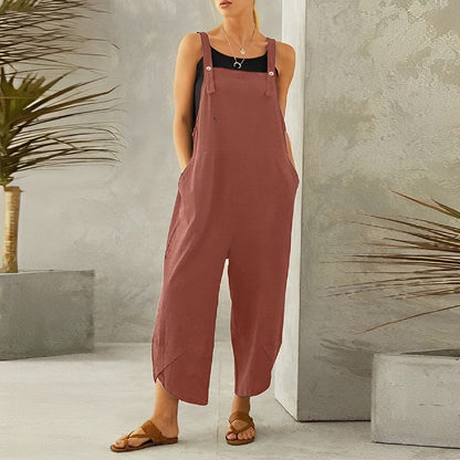 Maite - Ruimvallende dames jumpsuit met rechte pijpen
