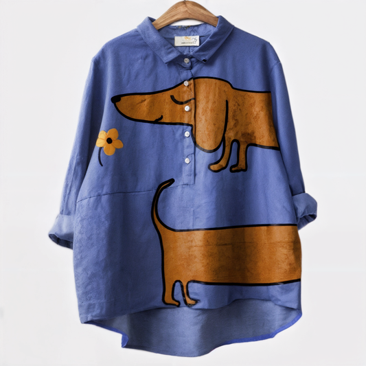 Suzy – Blouse met windhondenprint voor dames