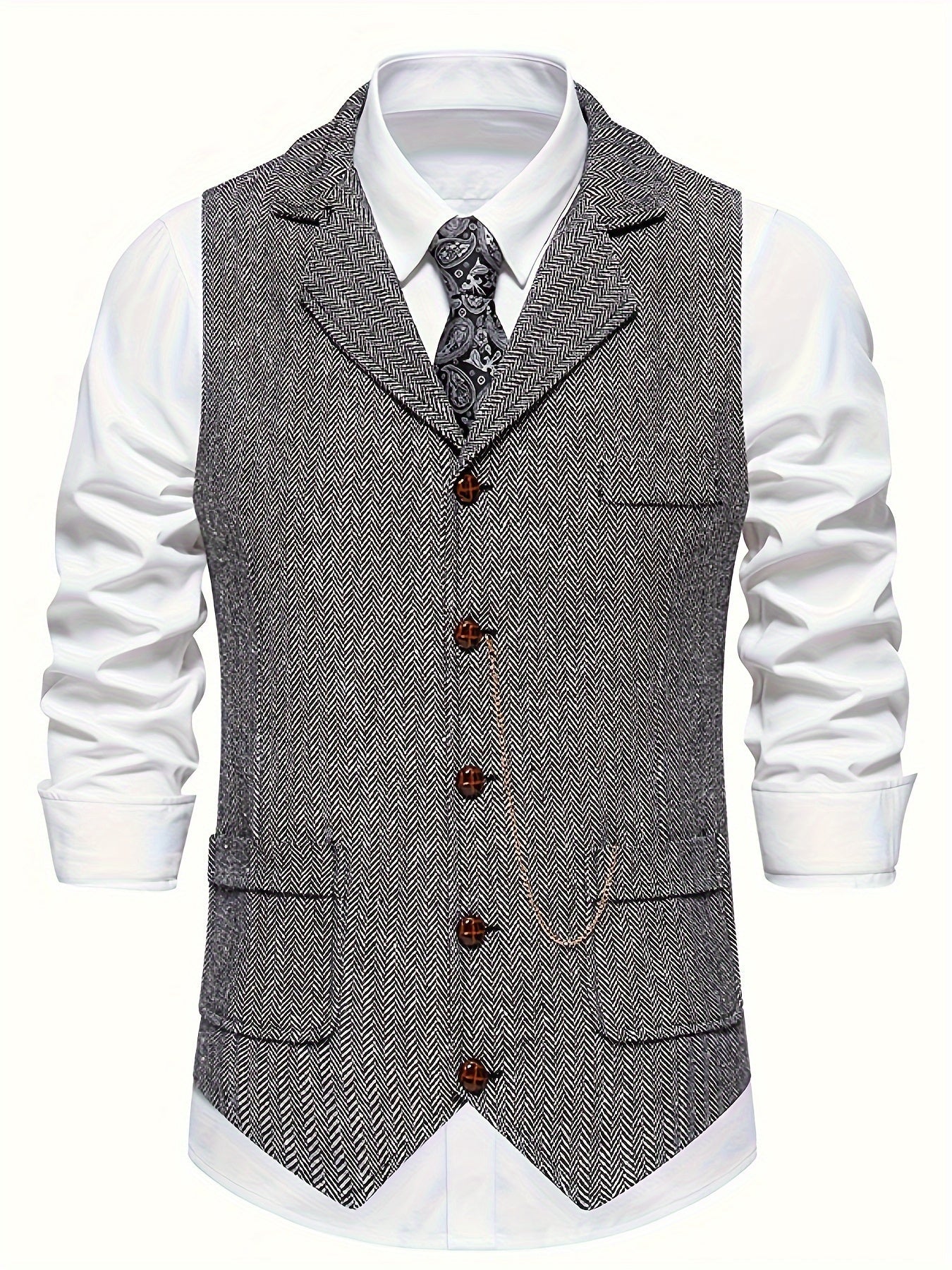 Archie – Heren gilet in visgraatmotief voor formele outfits