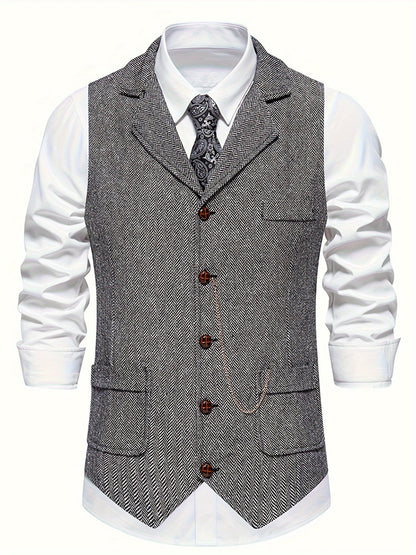 Archie – Heren gilet in visgraatmotief voor formele outfits