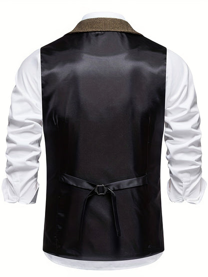 Archie – Heren gilet in visgraatmotief voor formele outfits