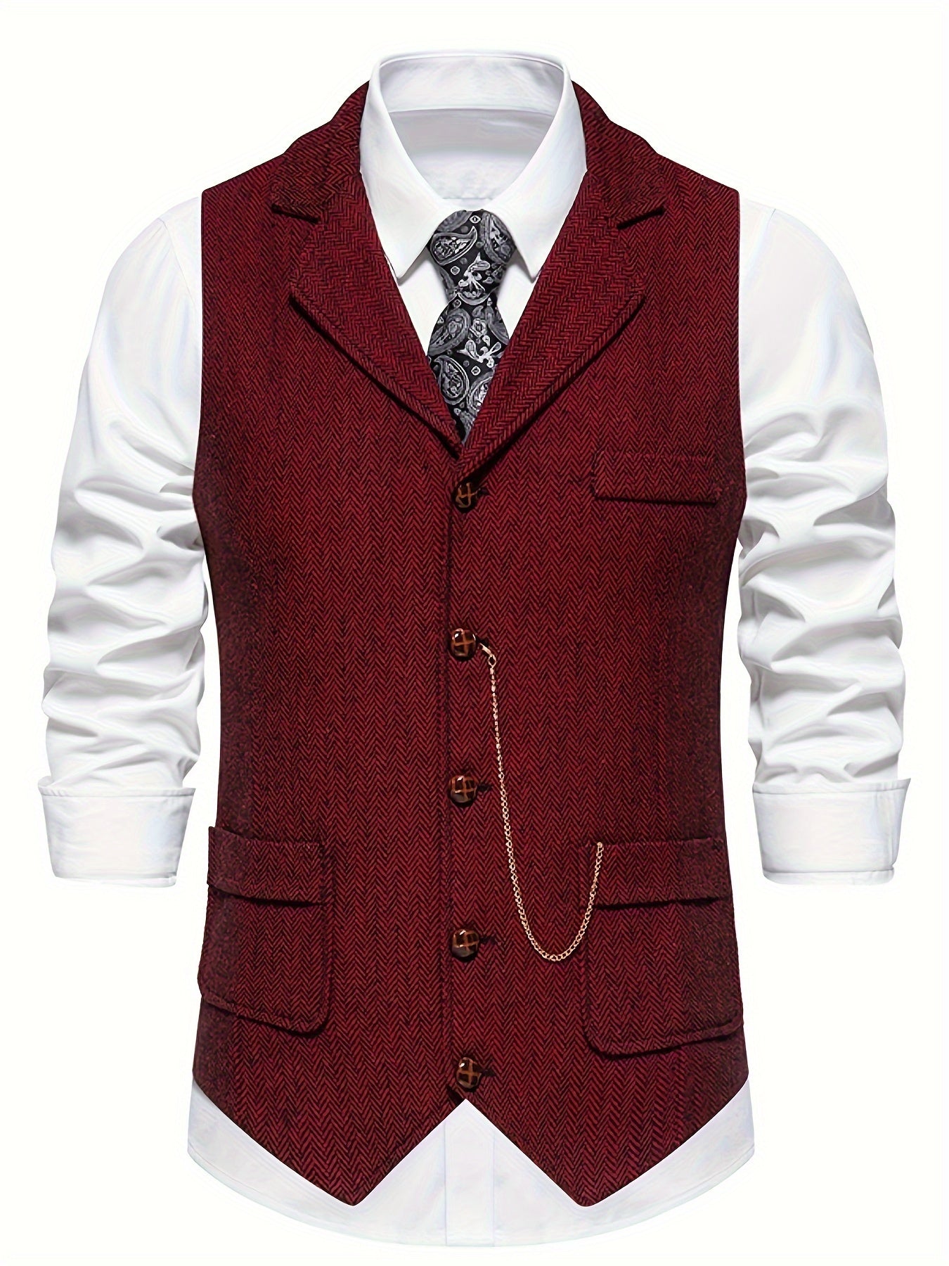Archie – Heren gilet in visgraatmotief voor formele outfits