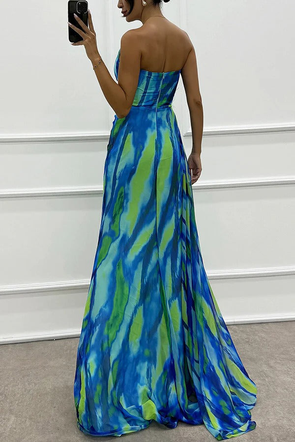 Evanthe - Asymmetrische maxi jurk met hoge split