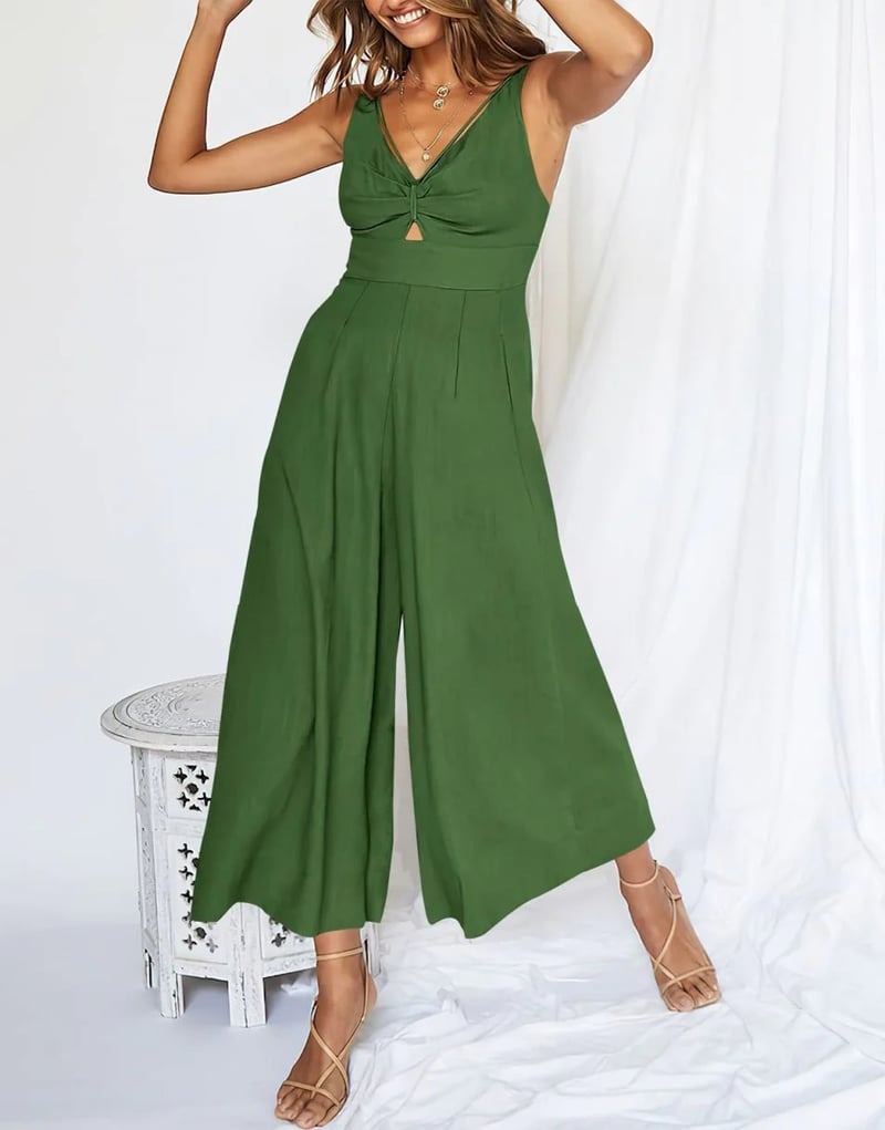 Brigitte - Mouwloze dames jumpsuit met wijd uitlopende pijpen