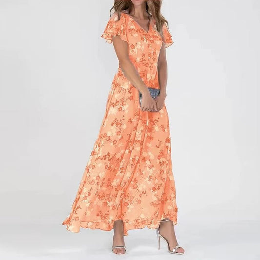 Enid – Maxi jurk met bloemenprint en vlindermouwen voor dames