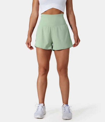 Dora - Dames sportshort met hoge taille en binnenbroek met zak