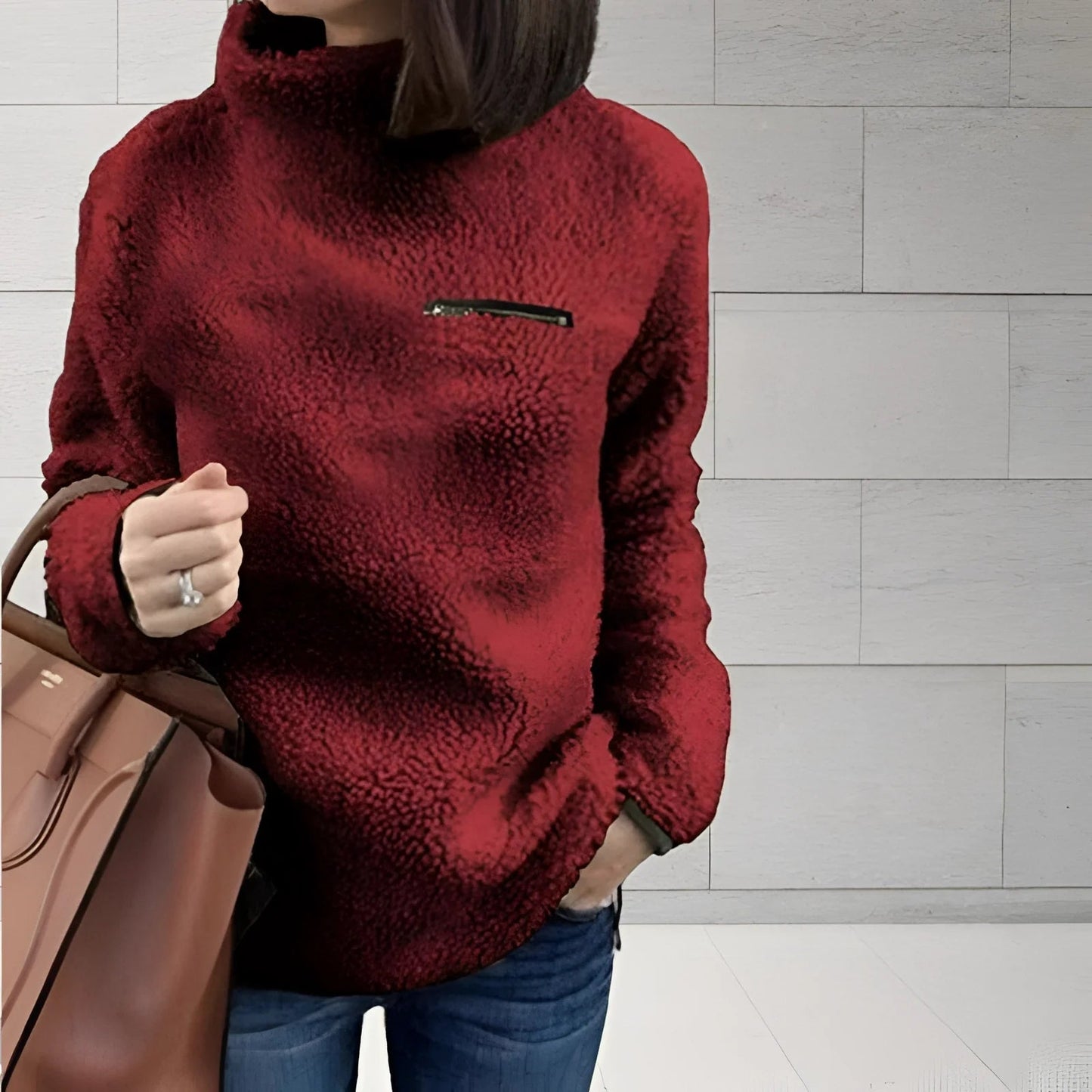 Micka - Fleece pullover met hoge kraag voor dames