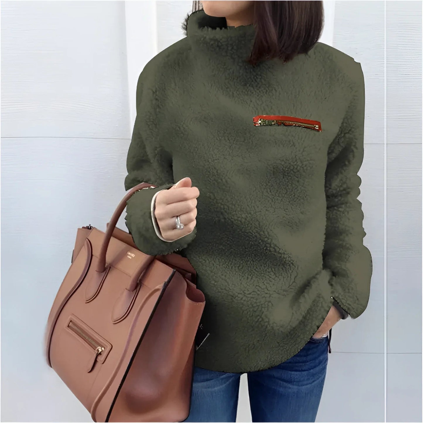 Micka - Fleece pullover met hoge kraag voor dames