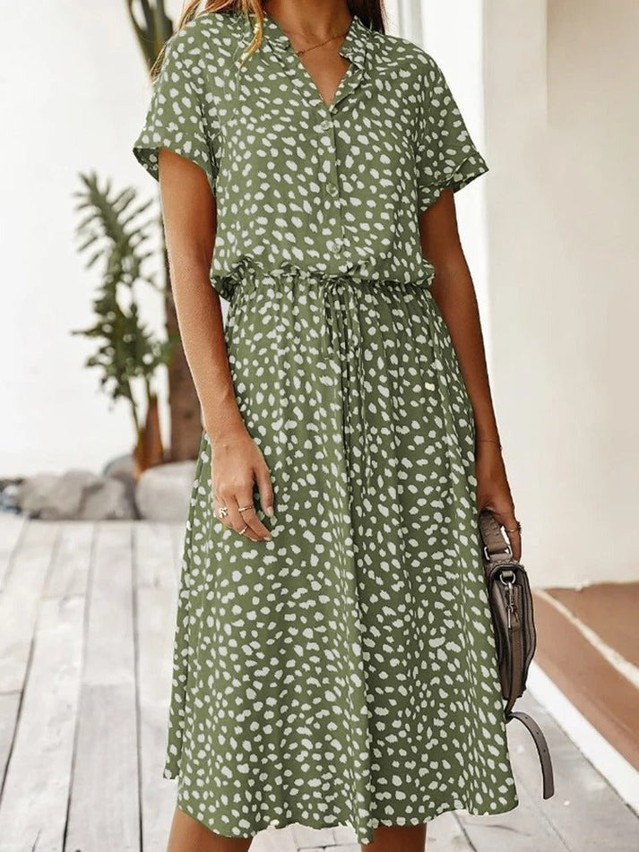 Nadezhda - V-hals zomerjurk met knoopsluiting voor dames