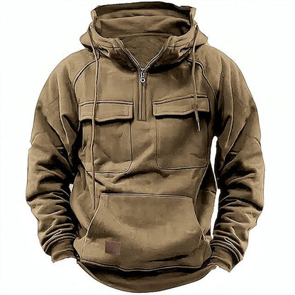 Naeem - Heren tactical pocket hoodie met half-zip