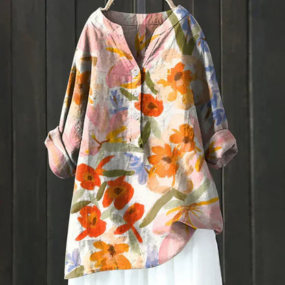 Yseult - Dames tuniekblouse met knoopsluiting en ronde zoom