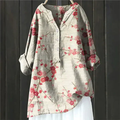 Yseult - Dames tuniekblouse met knoopsluiting en ronde zoom