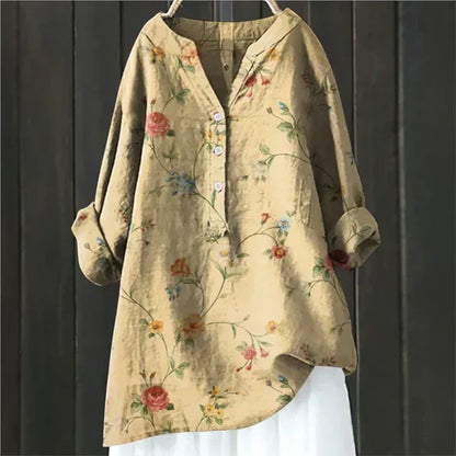 Yseult - Dames tuniekblouse met knoopsluiting en ronde zoom