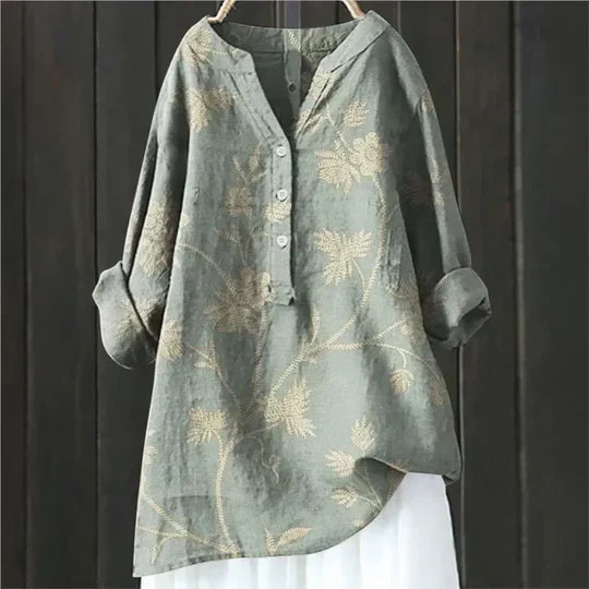 Yseult - Dames tuniekblouse met knoopsluiting en ronde zoom