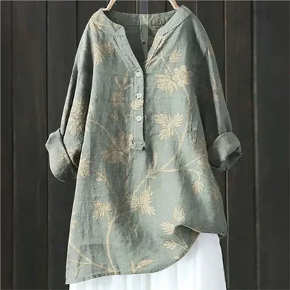 Yseult - Dames tuniekblouse met knoopsluiting en ronde zoom