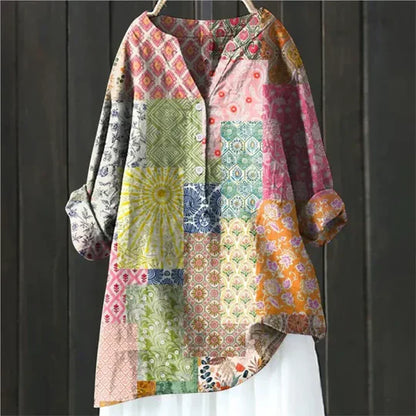 Yseult - Dames tuniekblouse met knoopsluiting en ronde zoom