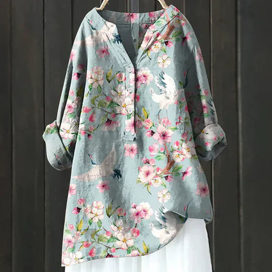 Yseult - Dames tuniekblouse met knoopsluiting en ronde zoom