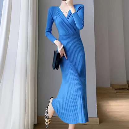 Tindra | Elegante geribde wikkel midi-jurk