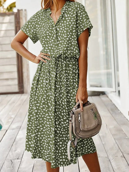 Nadezhda - V-hals zomerjurk met knoopsluiting voor dames