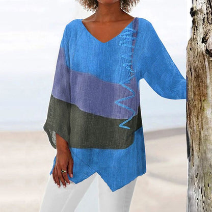 Petronela - Luchtige dames top met asymmetrische zoom