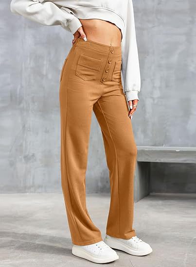 Elastische casual broek met hoge taille en rechte pijpen voor dames - Phoebe