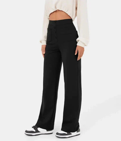 Elastische casual broek met hoge taille en rechte pijpen voor dames - Phoebe