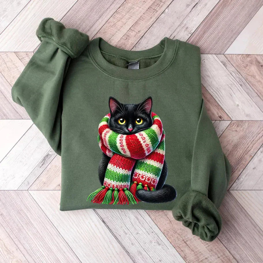 Drew - Uniseks knusse kat kerst sweatshirt