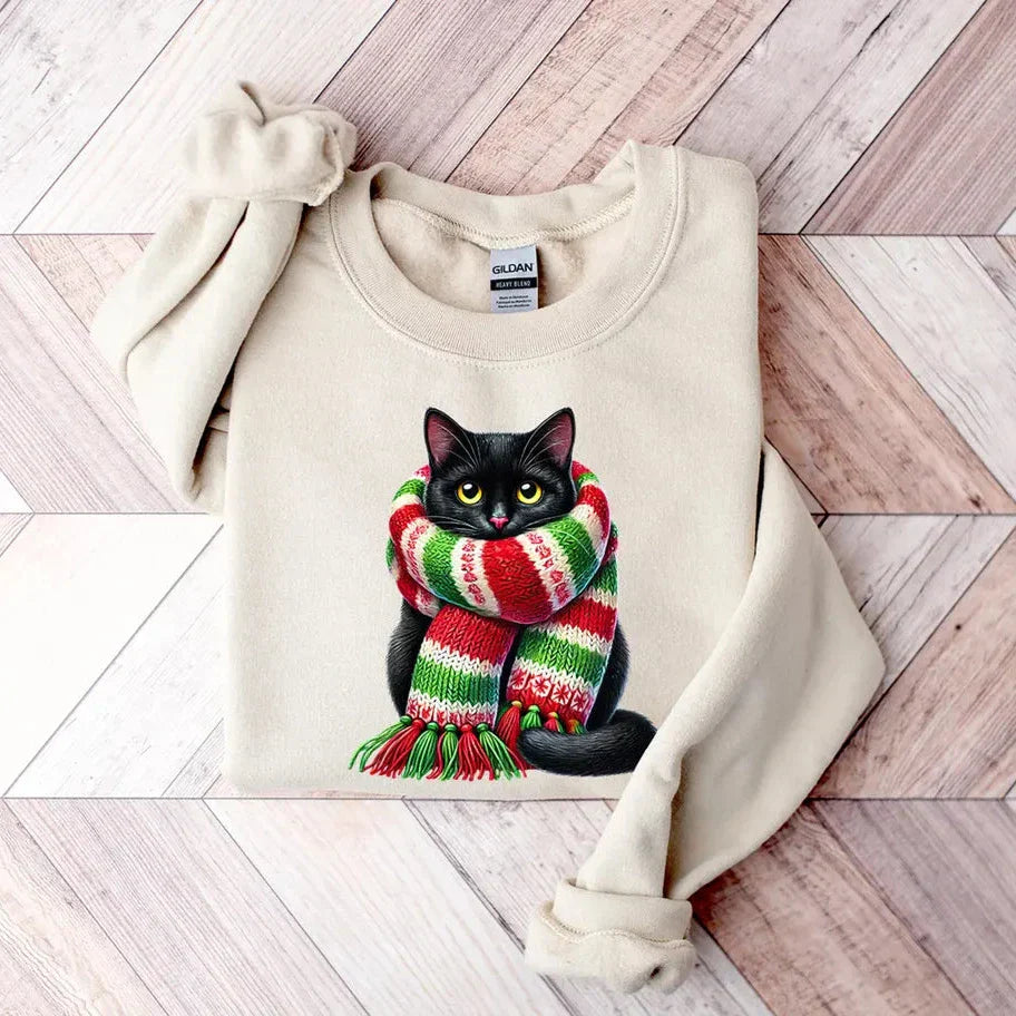 Drew - Uniseks knusse kat kerst sweatshirt