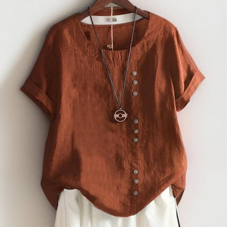 Sibilla - Asymmetrische dames top met knoopaccent