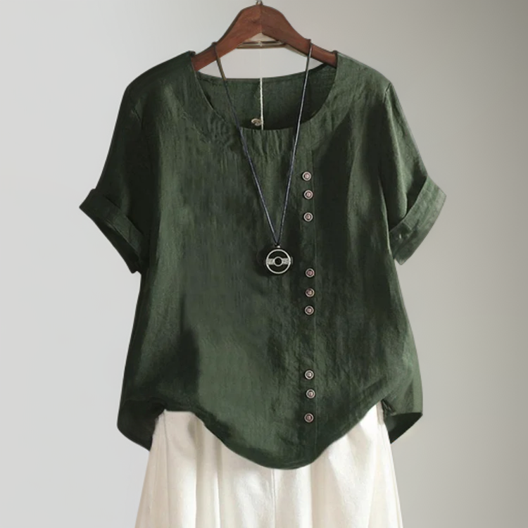 Sibilla - Asymmetrische dames top met knoopaccent