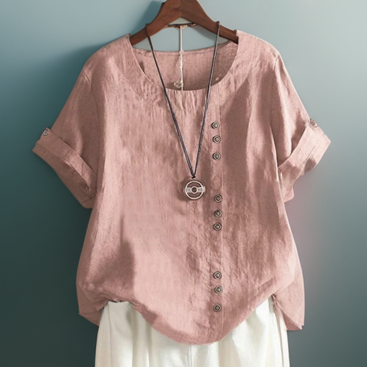 Sibilla - Asymmetrische dames top met knoopaccent
