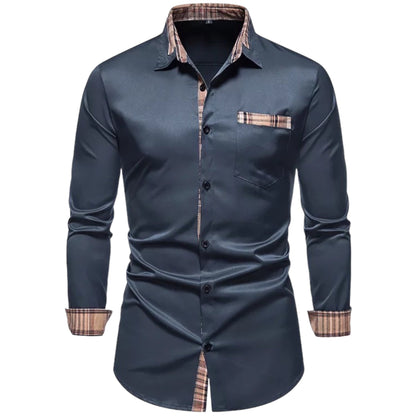 Macon - Ruit accent slim fit button-up overhemd