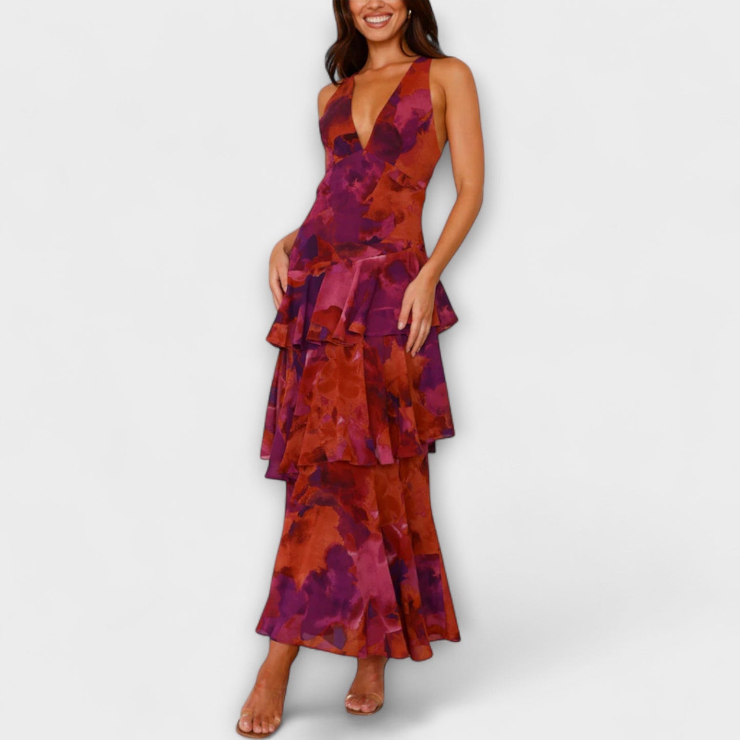 Alexandra - Zomerse maxi jurk met diepe v-hals voor dames