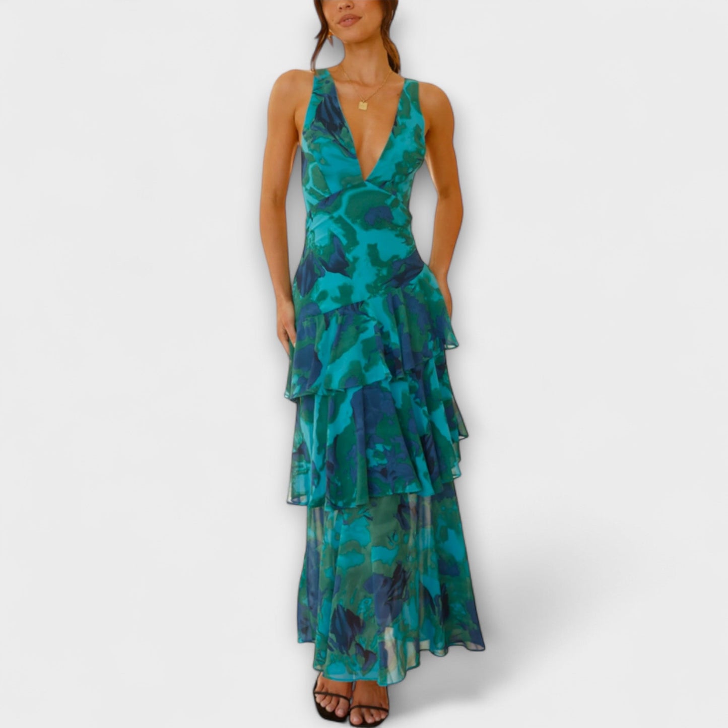 Alexandra - Zomerse maxi jurk met diepe v-hals voor dames