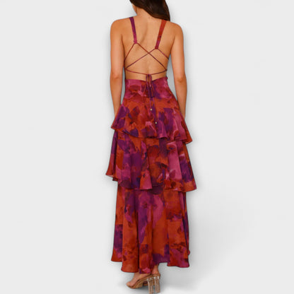 Alexandra - Zomerse maxi jurk met diepe v-hals voor dames