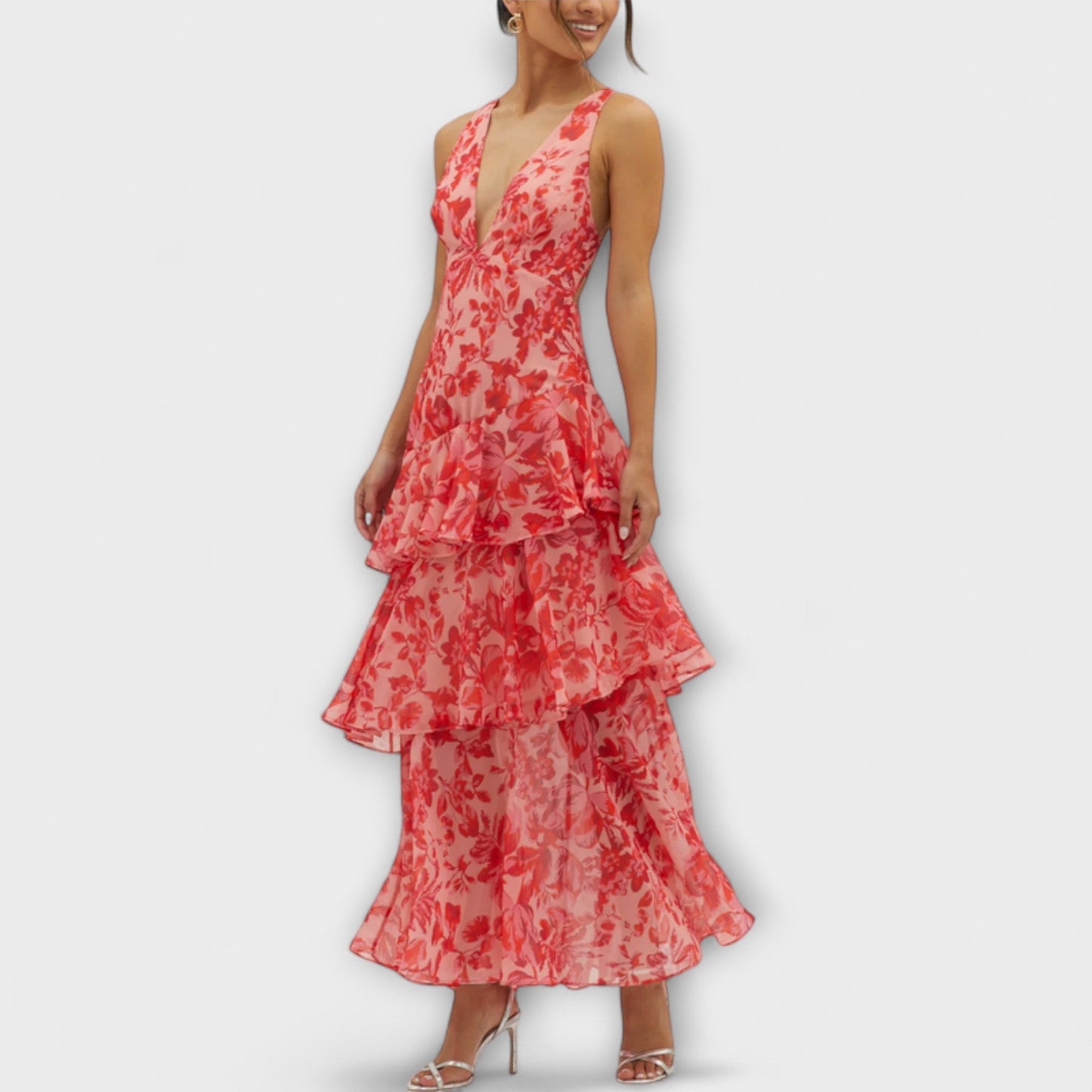 Alexandra - Zomerse maxi jurk met diepe v-hals voor dames