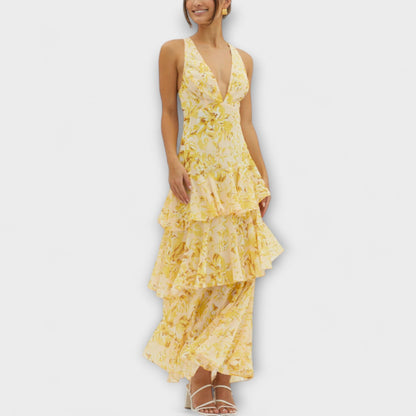 Alexandra - Zomerse maxi jurk met diepe v-hals voor dames