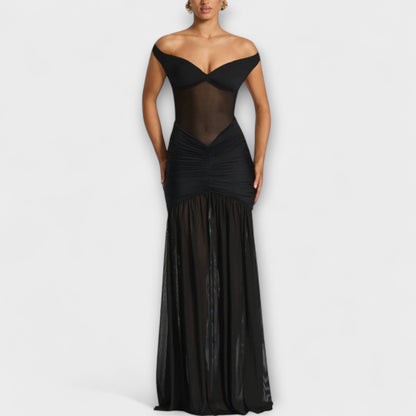 Prisila - Avondjurk met off-shoulder halslijn en hoge split