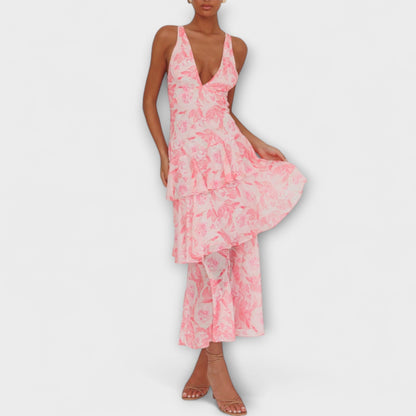 Alexandra - Zomerse maxi jurk met diepe v-hals voor dames
