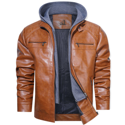 Booker - Outdoor leren jas met capuchon