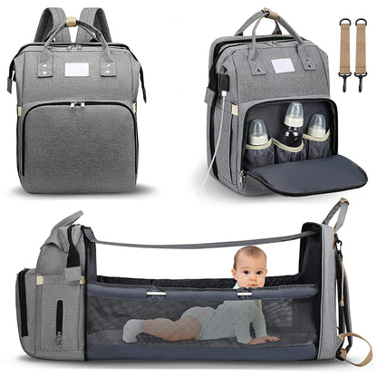 Multifunctionele luierrugzak met uitklapbaar babynest