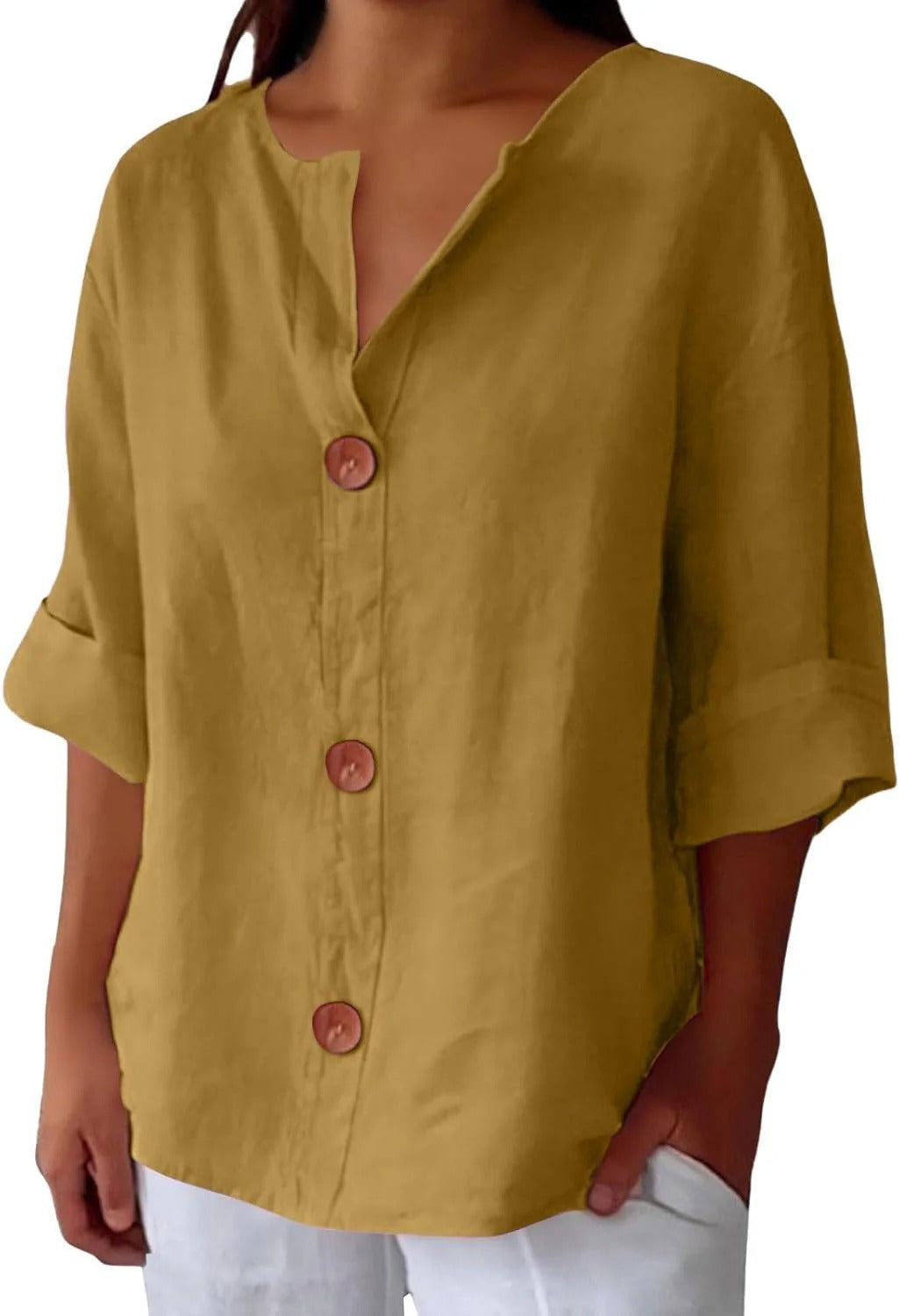 Andreina – Losvallende damesblouse met knopen