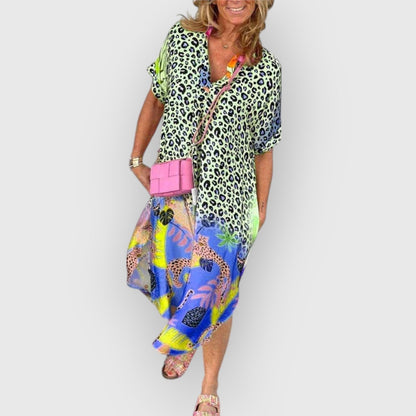 Brenda - Zwierige dames midi jurk met relaxte pasvorm