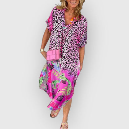 Brenda - Zwierige dames midi jurk met relaxte pasvorm